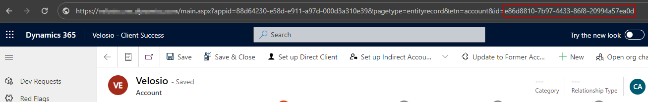 Copy the GUID from the URL on the client's account in CRM